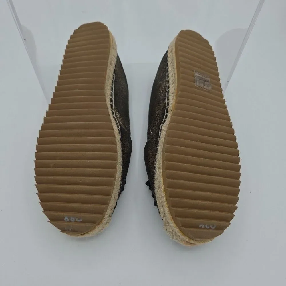 Karl Lagerfeld Size 6 Gold Metallic Embellished Espadrilles Abby Womens EUC
